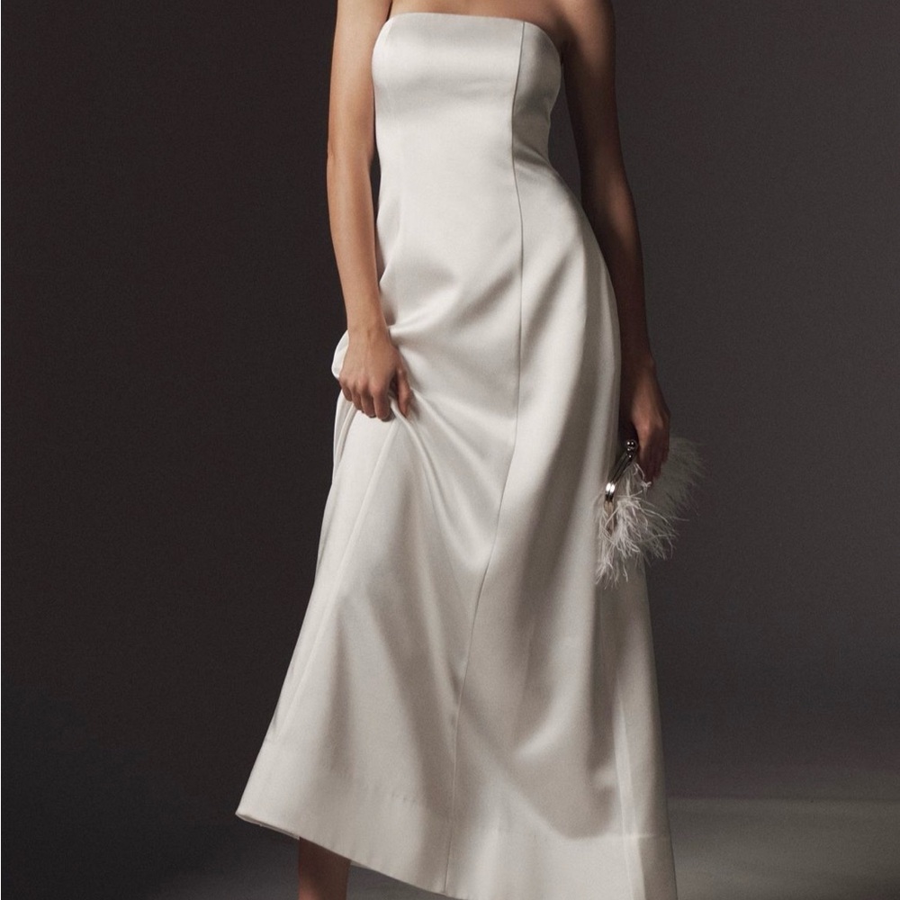 MareMare for Anthropologie Weddings Strapless White Satin Dress NWT